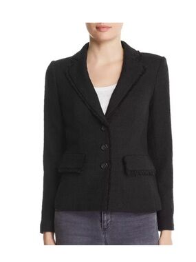 Karl Lagerfeld Black Fringe-Trim Tailored Blazer